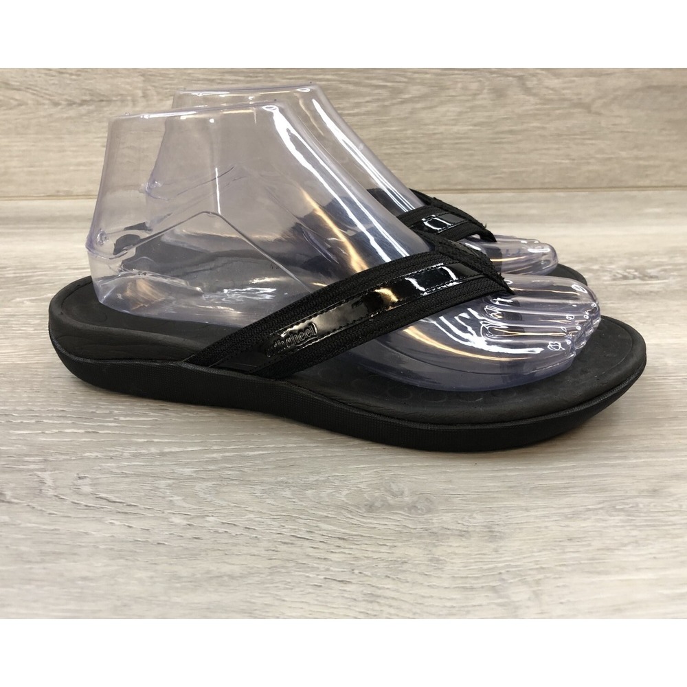 Orthaheel Women's Sandal‎ Black Mesh 7 Thong Slip On Orthopedic Shoes